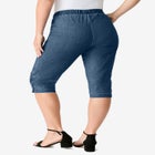 Plus Size Comfort Stretch Button Detail Capri Jean image number null
