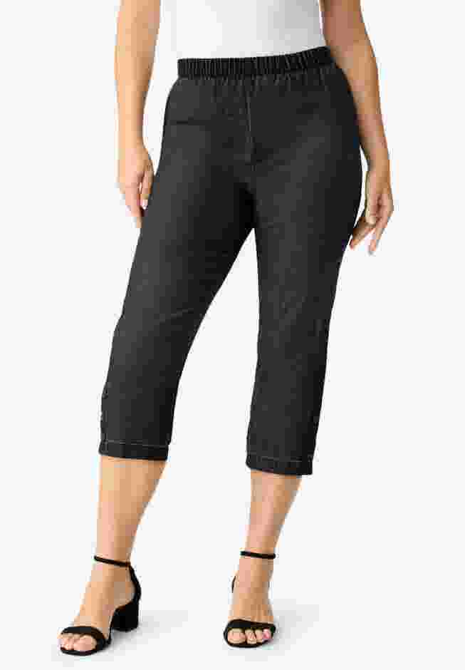 Comfort Stretch Button Detail Capri Jean image number 0