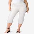 Plus Size Comfort Stretch Button Detail Capri Jean image number null