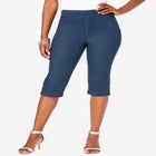 Plus Size Comfort Stretch Button Detail Capri Jean image number null