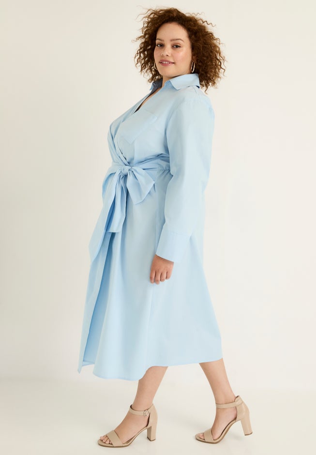Collared Midi Wrap Dress image number 2