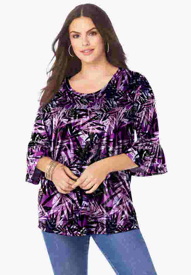 Plus Size Cotton Ultimate Bell Sleeve Tee image number 0