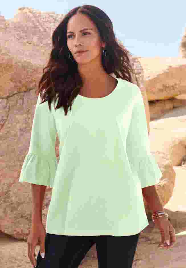 Plus Size Cotton Ultimate Bell Sleeve Tee image number 0
