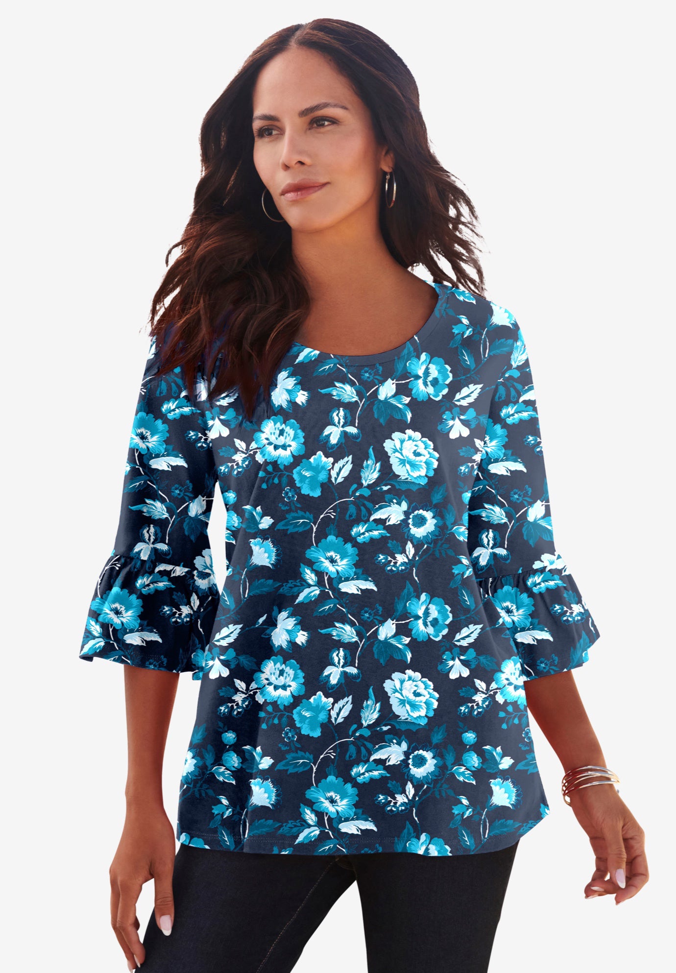 Plus Size Cotton Ultimate Bell Sleeve Tee image number 0