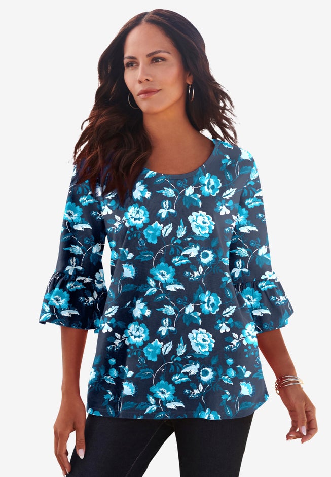 Plus Size Cotton Ultimate Bell Sleeve Tee image number 0