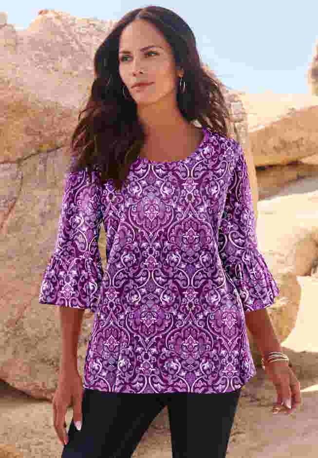 Plus Size Cotton Ultimate Bell Sleeve Tee image number 0