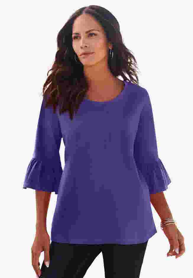 Plus Size Cotton Ultimate Bell Sleeve Tee image number 0