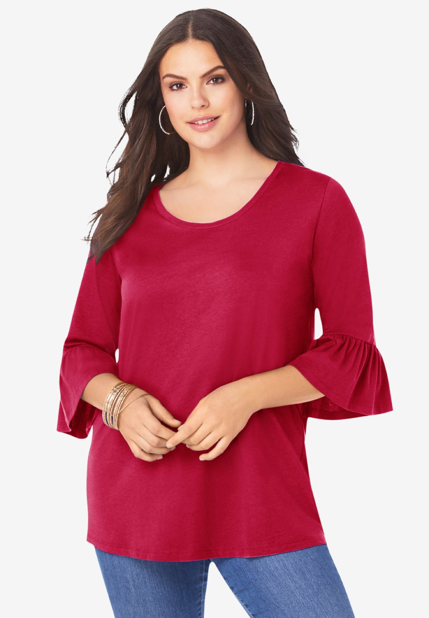 Plus Size Cotton Ultimate Bell Sleeve Tee image number 0