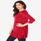 Plus Size Cotton Ultimate Boatneck Tunic with Side Slits image number null