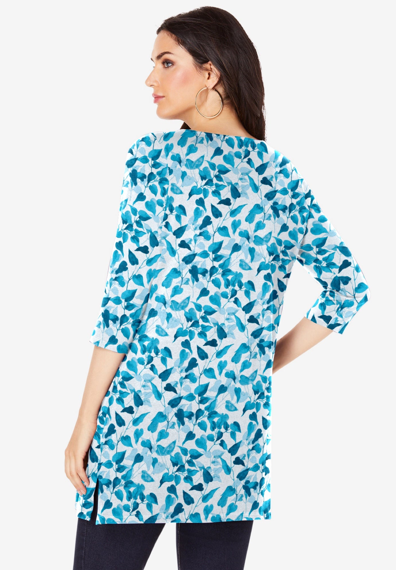 Plus Size Cotton Ultimate Boatneck Tunic with Side Slits image number 1