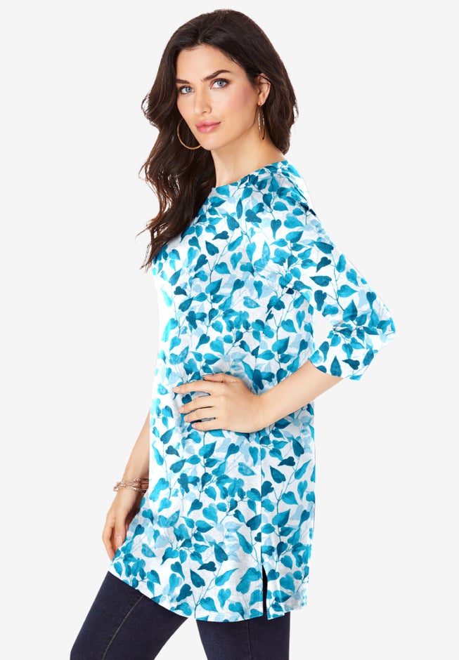 Plus Size Cotton Ultimate Boatneck Tunic with Side Slits image number 2