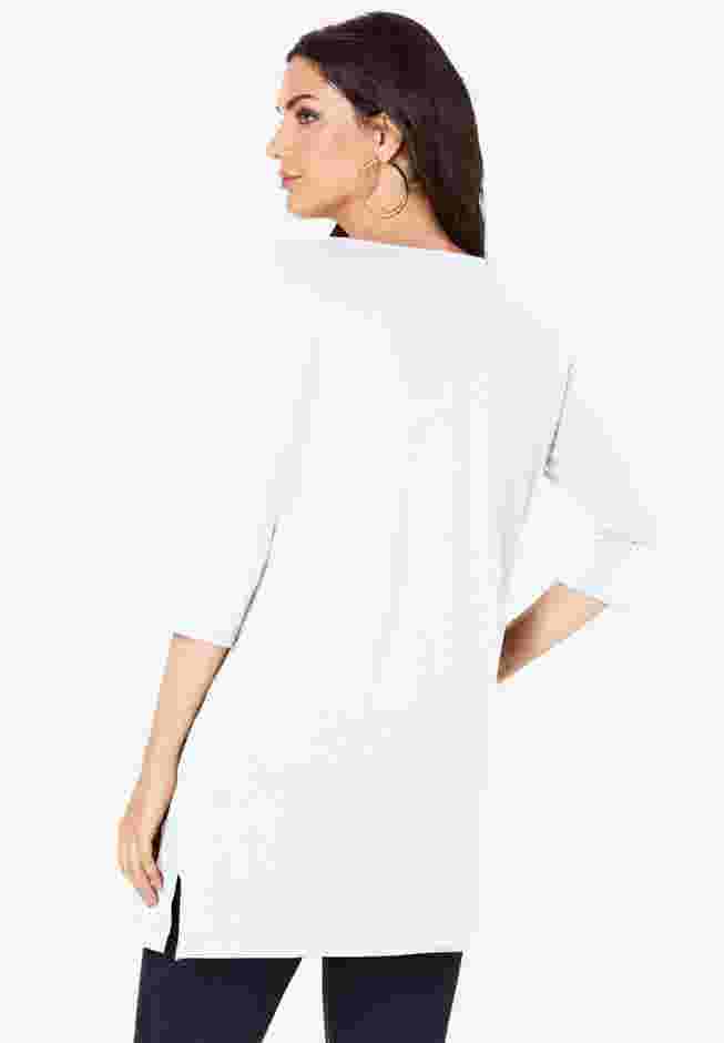 Plus Size Cotton Ultimate Boatneck Tunic with Side Slits image number 1