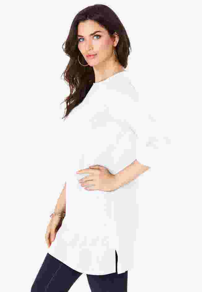 Plus Size Cotton Ultimate Boatneck Tunic with Side Slits image number 2