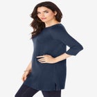 Plus Size Cotton Ultimate Boatneck Tunic with Side Slits image number null