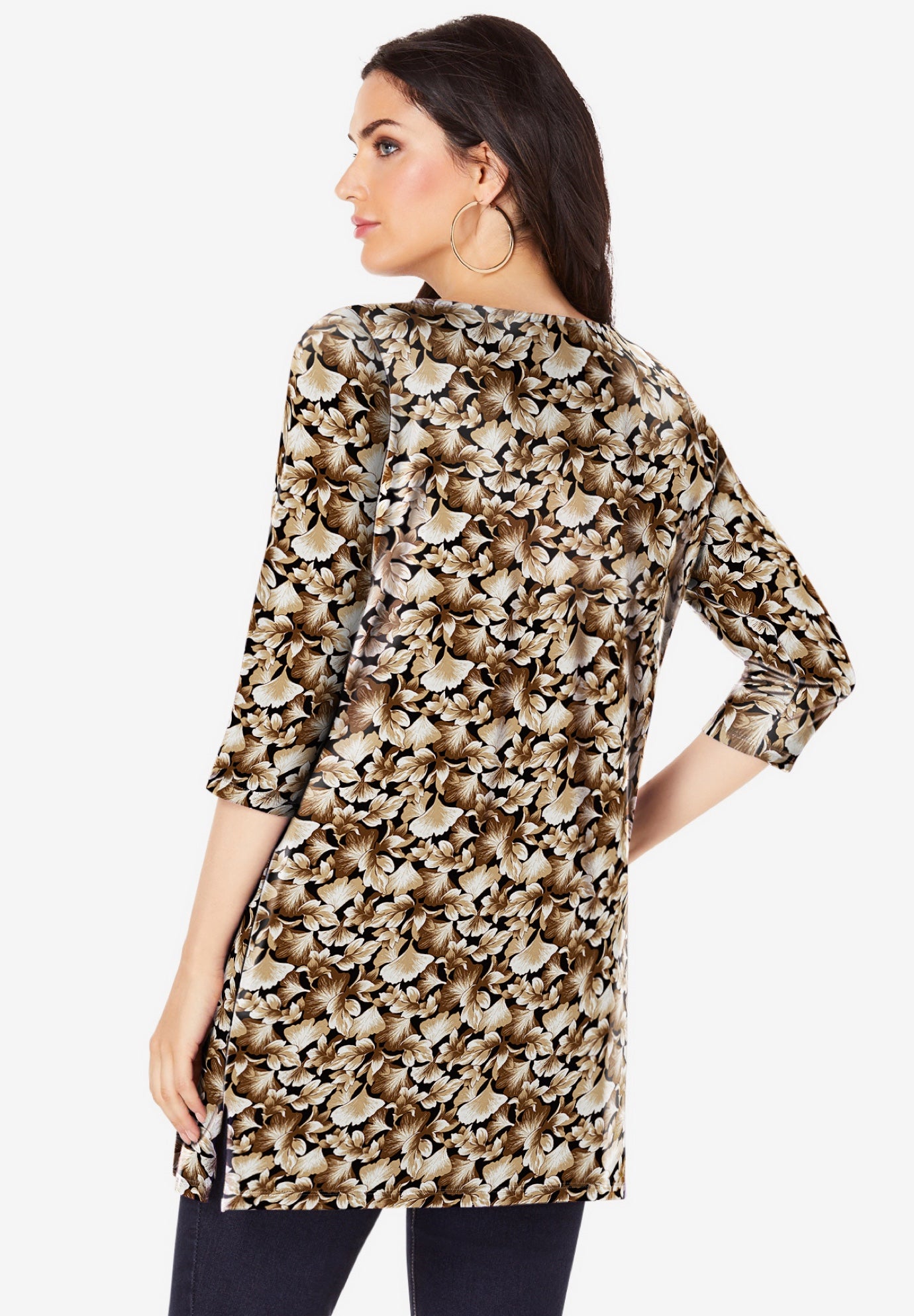 Plus Size Cotton Ultimate Boatneck Tunic with Side Slits image number 1