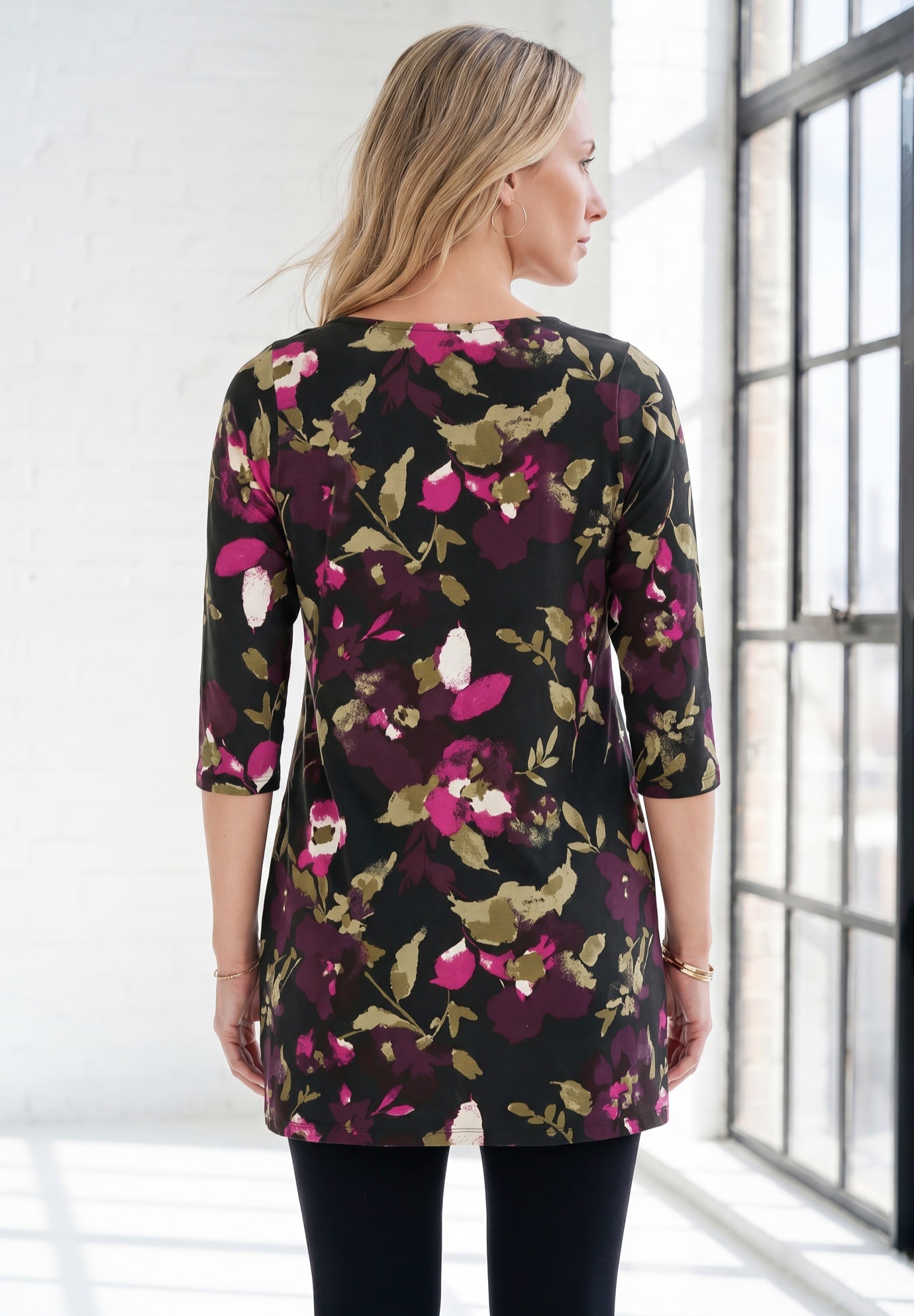 Plus Size Cotton Ultimate Boatneck Tunic with Side Slits image number 1