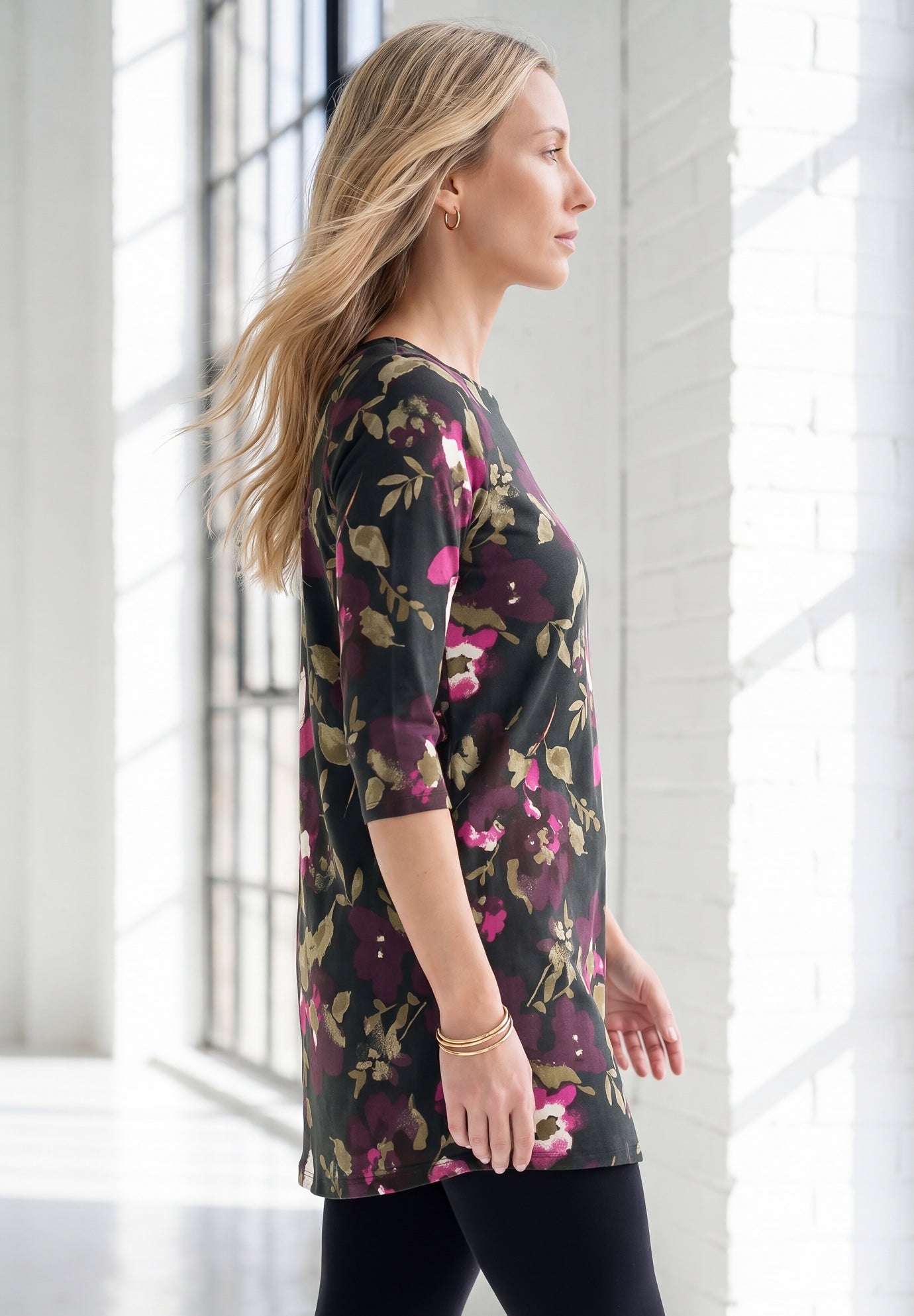 Plus Size Cotton Ultimate Boatneck Tunic with Side Slits image number 2
