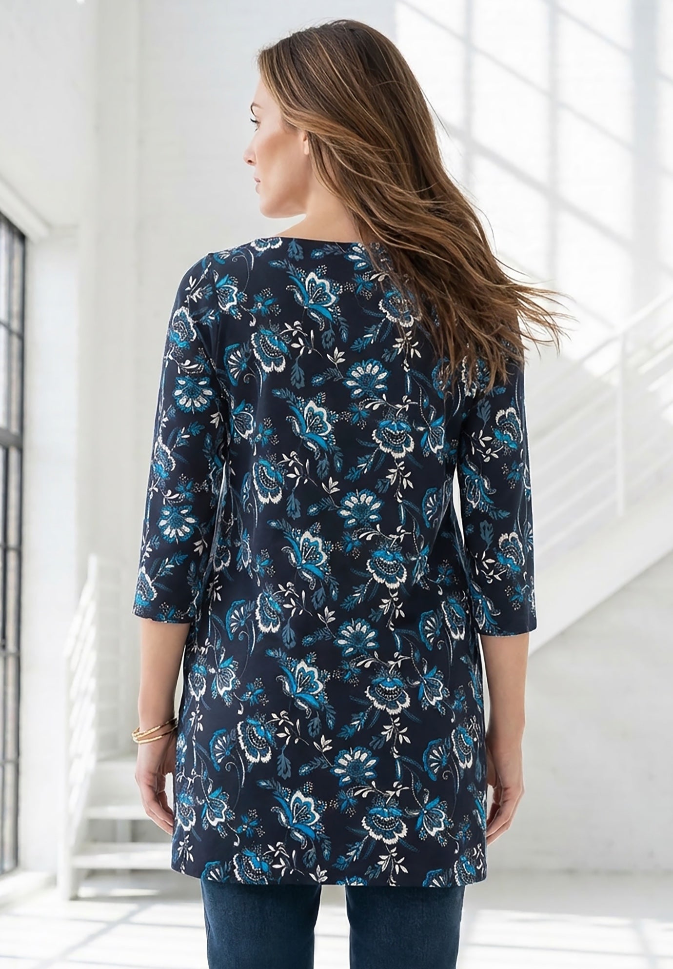 Plus Size Cotton Ultimate Boatneck Tunic with Side Slits image number 1