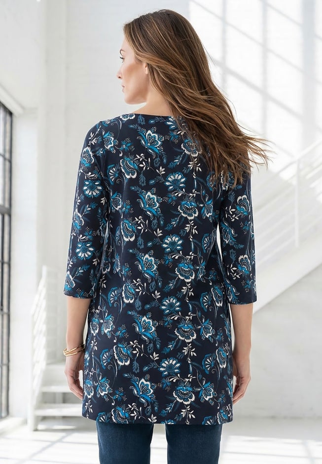 Plus Size Cotton Ultimate Boatneck Tunic with Side Slits image number 1