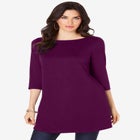 Plus Size Cotton Ultimate Boatneck Tunic with Side Slits image number null