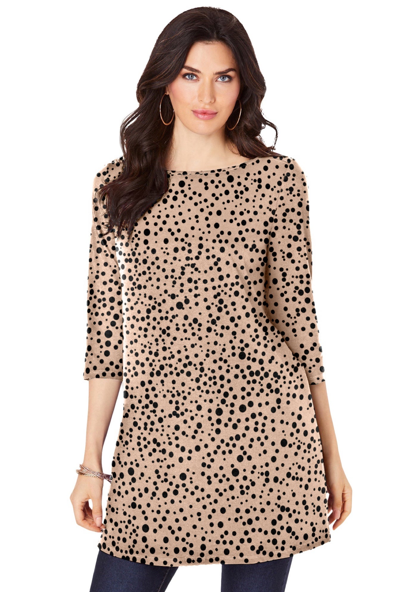 Plus Size Cotton Ultimate Boatneck Tunic with Side Slits image number 1