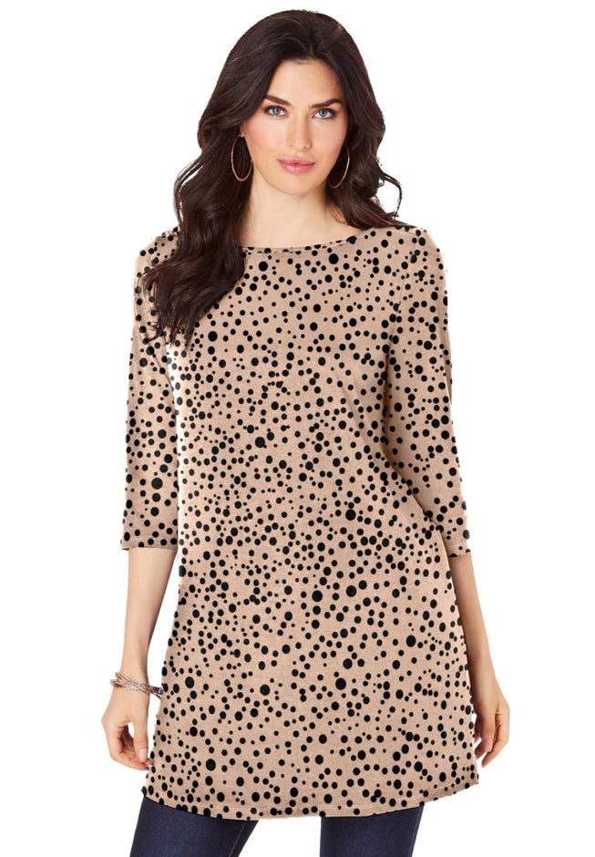 Plus Size Cotton Ultimate Boatneck Tunic with Side Slits image number 1