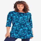 Plus Size Cotton Ultimate Boatneck Tunic with Side Slits image number null