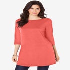 Plus Size Cotton Ultimate Boatneck Tunic with Side Slits image number null