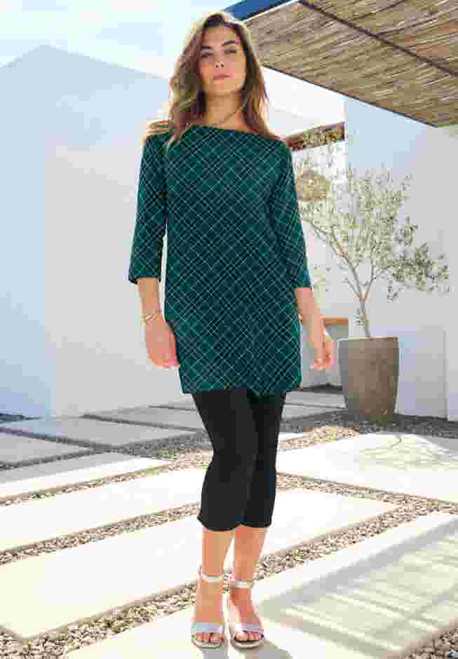 Plus Size Cotton Ultimate Boatneck Tunic with Side Slits image number 0