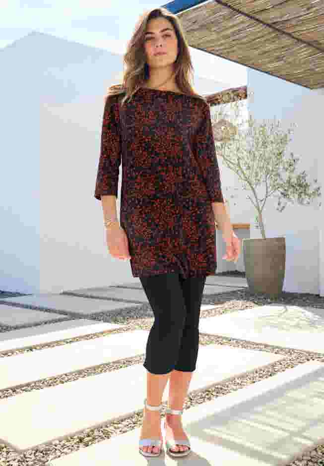 Plus Size Cotton Ultimate Boatneck Tunic with Side Slits image number 0