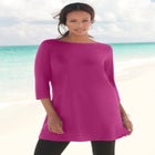 Plus Size Cotton Ultimate Boatneck Tunic with Side Slits image number null