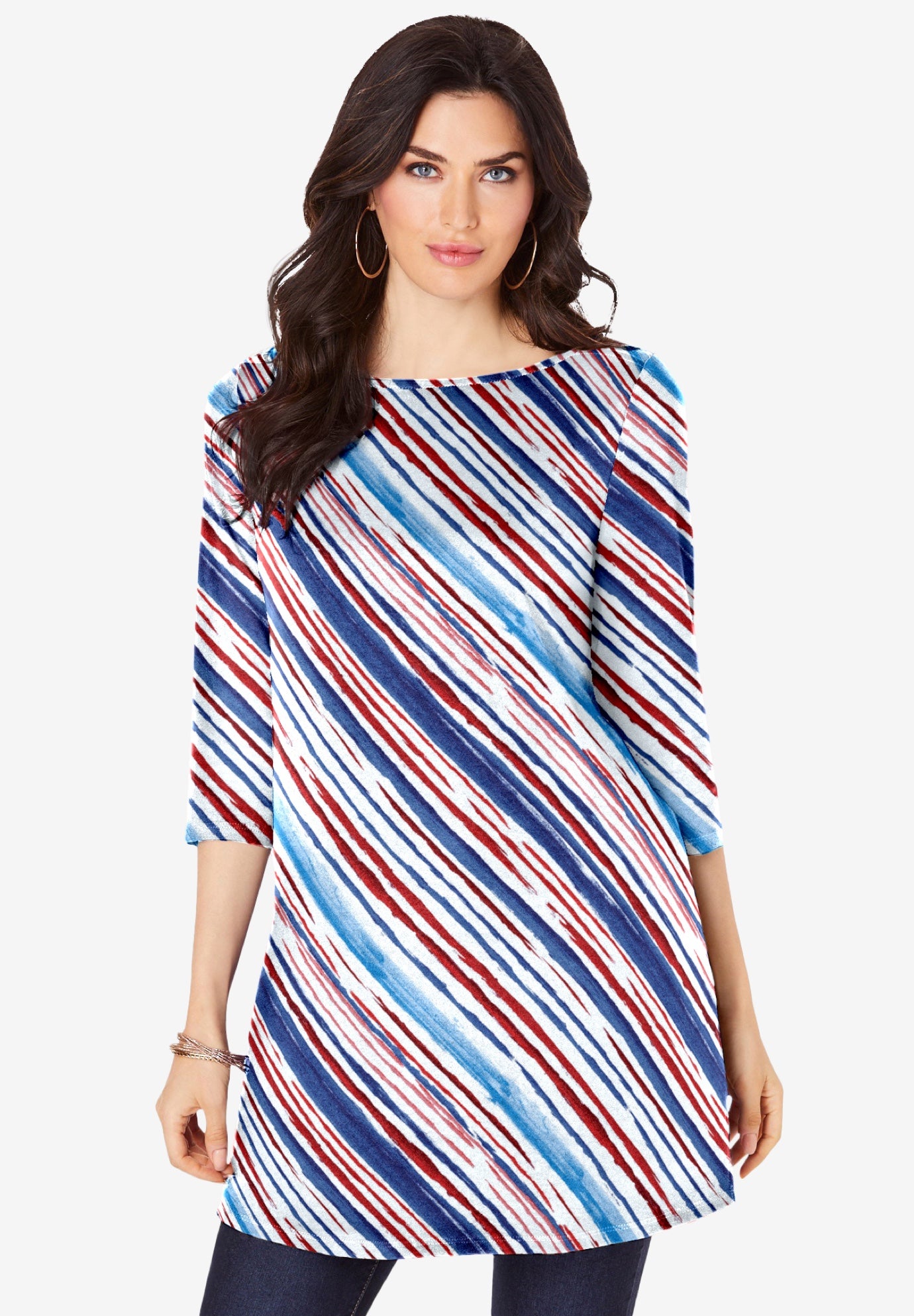 Plus Size Cotton Ultimate Boatneck Tunic with Side Slits image number 1