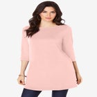 Plus Size Cotton Ultimate Boatneck Tunic with Side Slits image number null