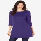 Plus Size Cotton Ultimate Boatneck Tunic with Side Slits image number null