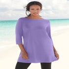 Plus Size Cotton Ultimate Boatneck Tunic with Side Slits image number null