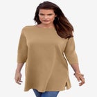 Plus Size Cotton Ultimate Boatneck Tunic with Side Slits image number null
