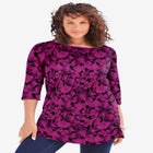 Plus Size Cotton Ultimate Boatneck Tunic with Side Slits image number null