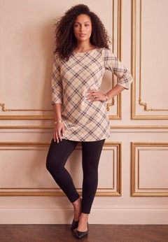 Plus Size Cotton Ultimate Boatneck Tunic with Side Slits