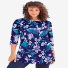 Plus Size Cotton Ultimate Boatneck Tunic with Side Slits image number null