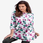 Plus Size Cotton Ultimate Boatneck Tunic with Side Slits image number null