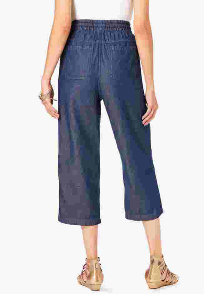 Chambray Wide Leg Capri Pant image number 1