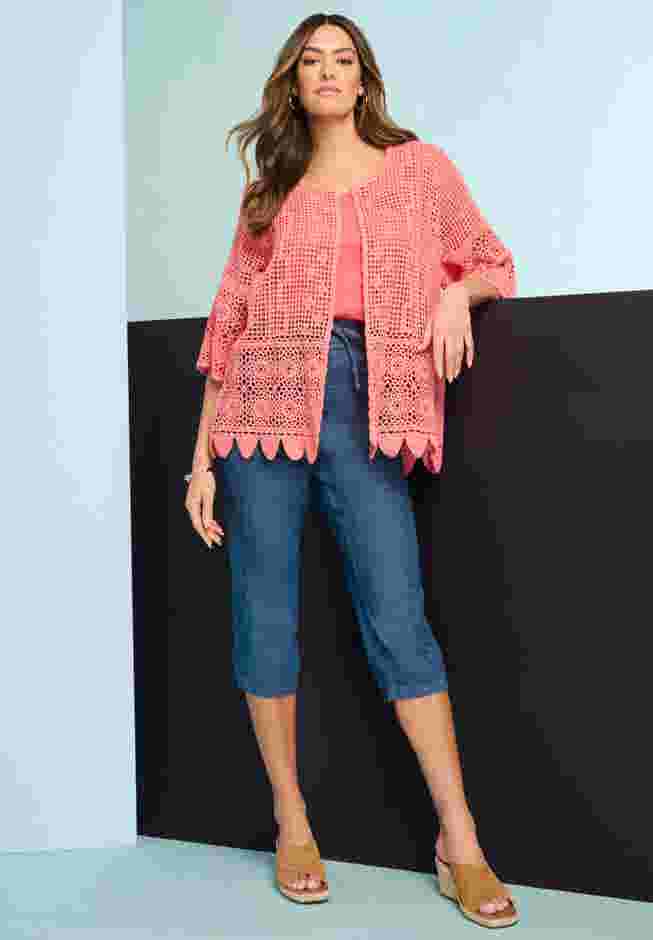 Chambray Wide Leg Capri Pant image number 3
