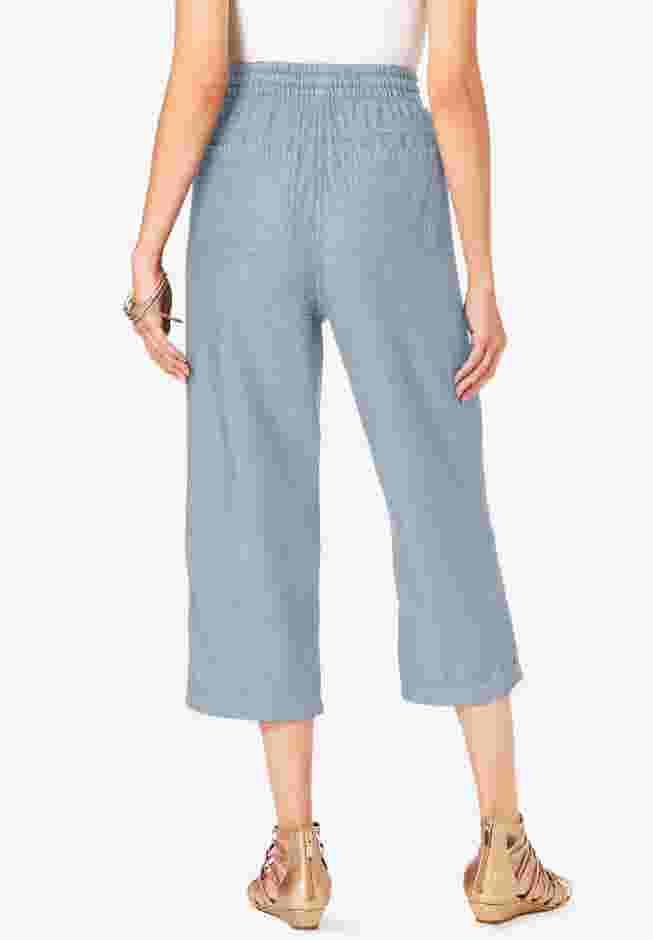 Chambray Wide Leg Capri Pant image number 1