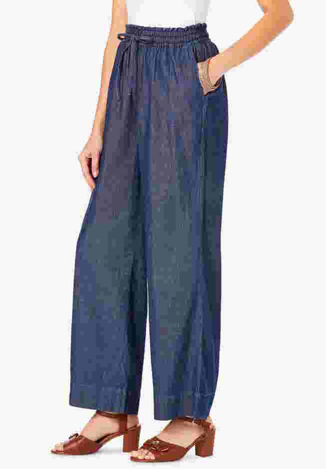 Pull On Wide Leg Chambray Pant image number 2