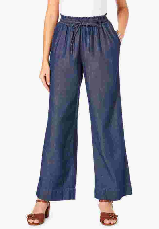 Pull On Wide Leg Chambray Pant image number 0