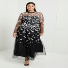 Mesh-Overlay Maxi Dress image number null