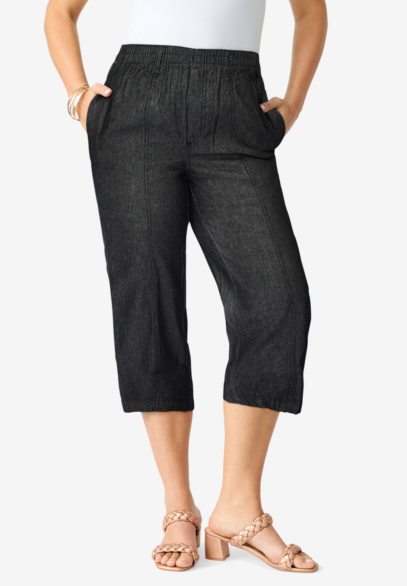 Plus Size Easy-Wear Straight Leg Capri image number 0