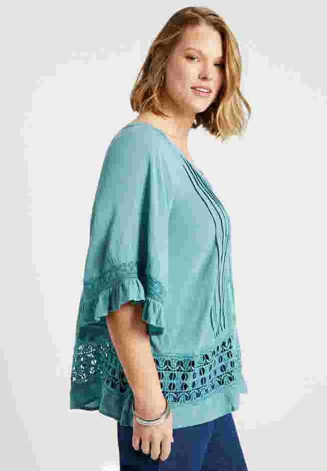 Lace-Trimmed Boho Blouse image number 2