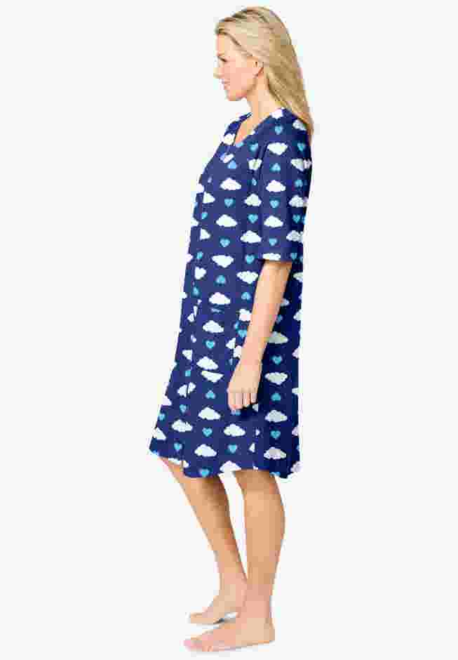 Short French Terry Zip-Front Robe image number 2