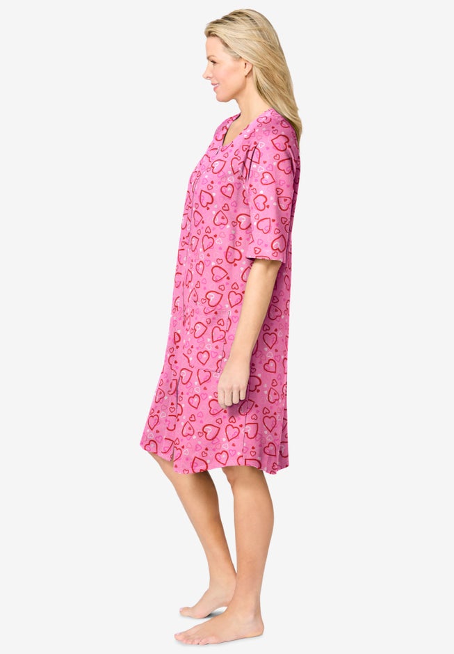 Short French Terry Zip-Front Robe image number 2